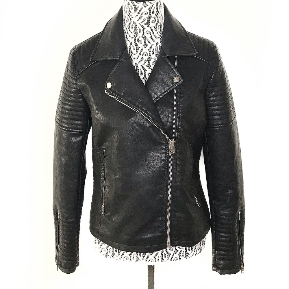 Topshop black moto jacket NEW WITHOUT TAGS sz 6 - Picture 2 of 6